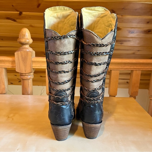 Corral Women's Black Brown Inlay and Straps A3107 Western Cowgirl Boots Size 9M - Picture 3 of 6